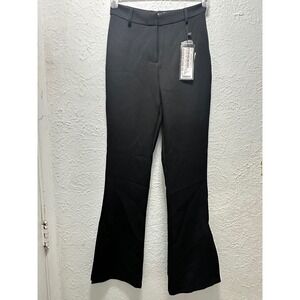 Black Flare Dress Pants Trousers High Waisted Elegant Business Casual Women's